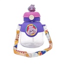 Gourde Enfant Maternelle avec Paille et Bouchon Rabattable – 670 ml – Violet & Rose