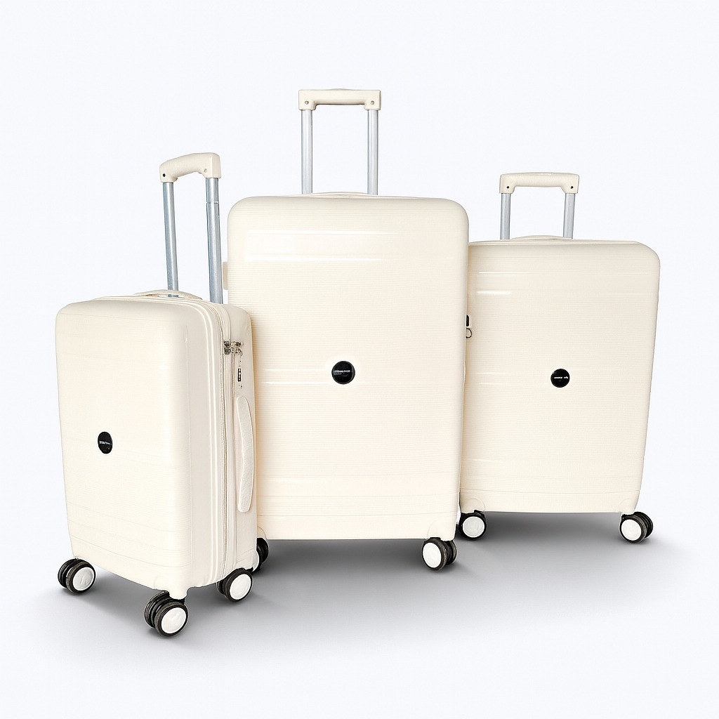 Série de 3 Valises en PP Incassable FENIX Blanc Ivoire