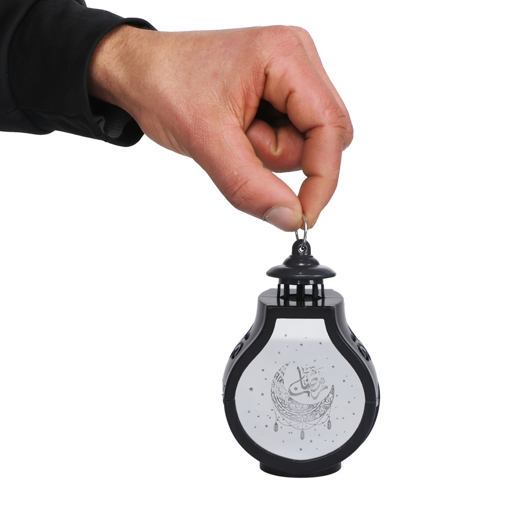 Mini Fanous Lumineux avec Lampe Guirlande Motif Ramadan Karim-Noir