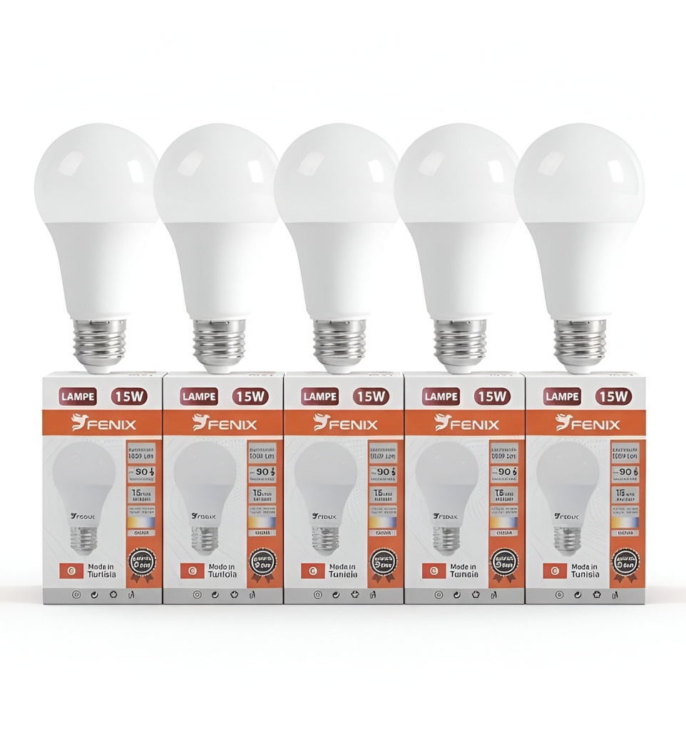 Lot de 5 Lampes Économiques E27 15W – Fenix