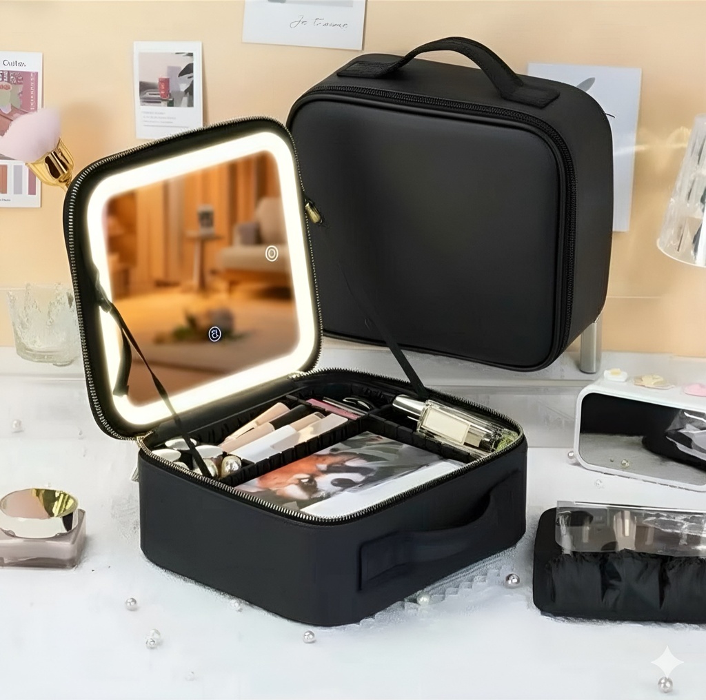 Organisateur De Maquillage Multifonctionnel Avec Miroir LED