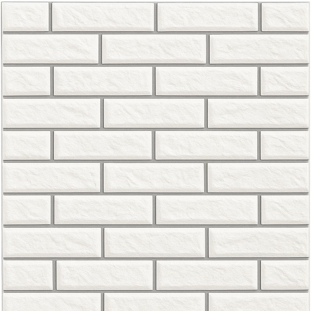 Panneau Mural 3D Adhésif Anti-Humidité – 77×70 cm – Blanc avec Bordure Grise