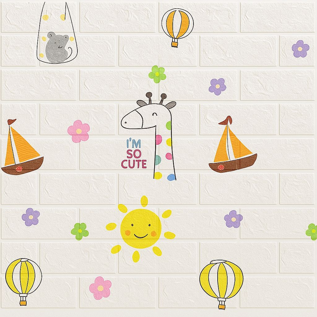 Panneau Mural 3D Adhésif Anti-Humidité – 77×70 cm – Motif Cute