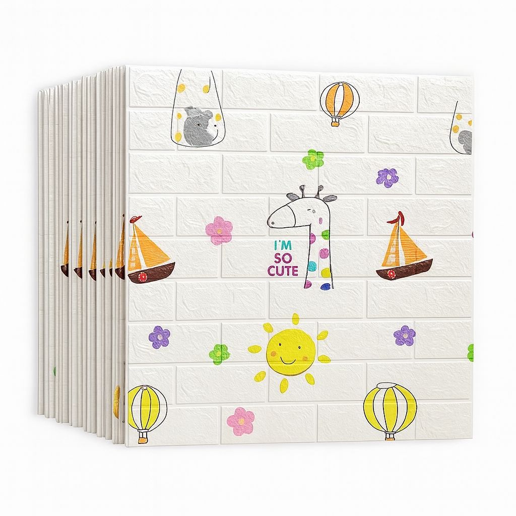 Pack de 10 Panneaux Muraux 3D Adhésifs Anti-Humidité – 77×70 cm – Motif Cute