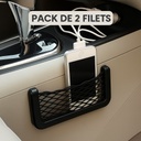 Pack de 2 Filets de Rangement Voiture  Universels et Autocollants