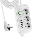 Multiprise  Avec 3 Prises AC, 4 Ports USB-A & 1 Port USB-C