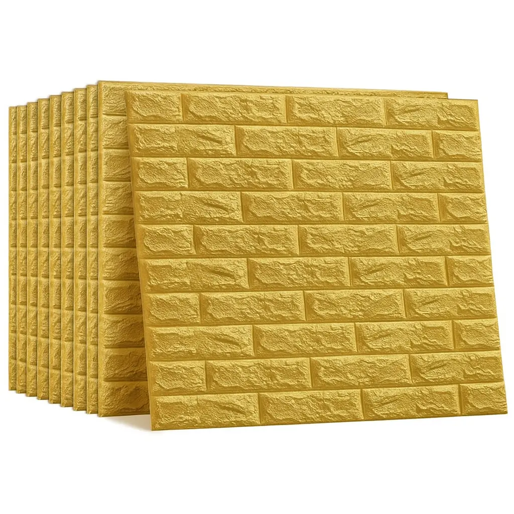 Pack de 10 Panneaux Muraux Adhésifs Anti-Humidité 3D - 77 * 70 cm-Doré