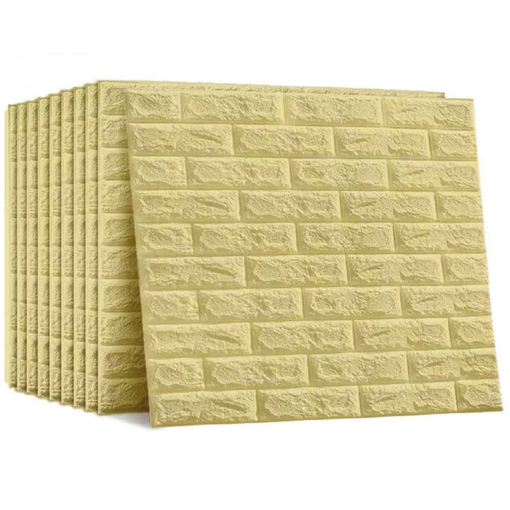 Pack de 10 Panneaux Muraux Adhésifs Anti-Humidité 3D - 77 * 70 cm-Crème
