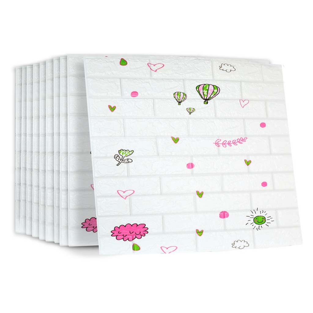 Pack de 10 Panneaux Muraux Adhésifs Anti-Humidité 3D 77*70 Cm Ballon