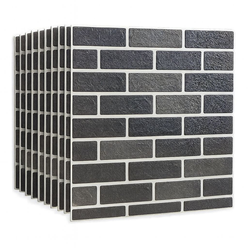 Pack de 10 Panneaux Muraux 3D Adhésifs – Motif Briques – 67 × 68 cm – Anti-Humidité