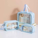 Set de 3 Trousses Bleues De Rangement Cosmétiques Multifonctionnelles Et Étanches 
