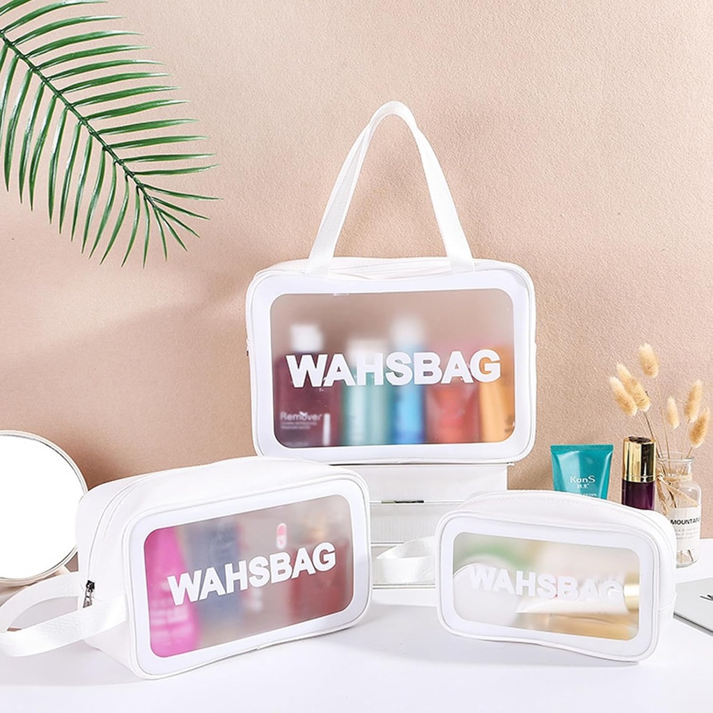 Set de 3 Trousses Blanches De Rangement Cosmétiques Multifonctionnelles Et Étanches 