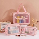 Set de 3 Trousses Roses De Rangement Cosmétiques Multifonctionnelles Et Étanches 