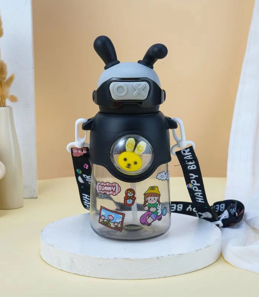 Bouteille d’Eau 750 ml Sans BPA - Motif Lapin-Noir