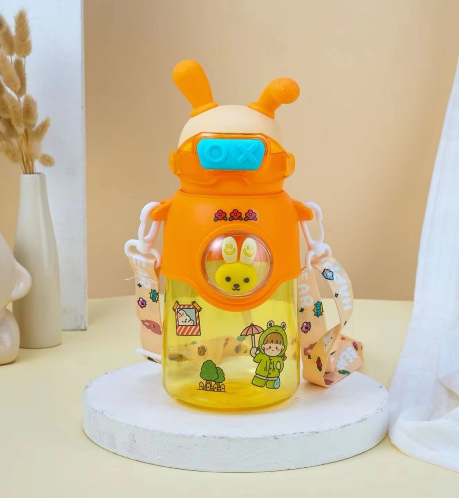 Bouteille d’Eau 750 ml Sans BPA - Motif Lapin-Orange
