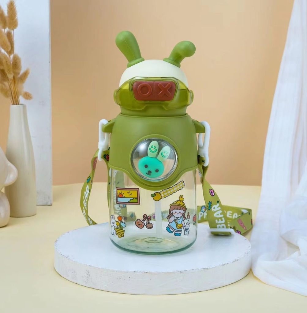 Bouteille d’Eau 750 ml Sans BPA - Motif Lapin-Vert