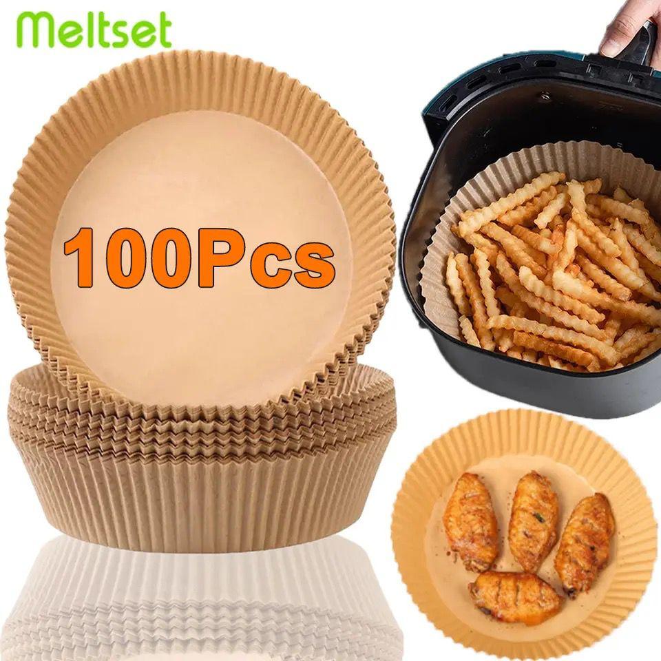  Pack de 100 Papiers de Cuisson Ronds pour Friteuse à Air de 16 cm