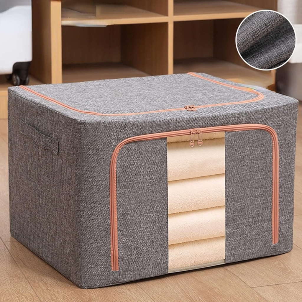 Boîte de Rangement Pliable pour Linge de Maison 66L Modèle 2 – Solution Pratique et Élégante pour Organiser Votre Espace-Gris