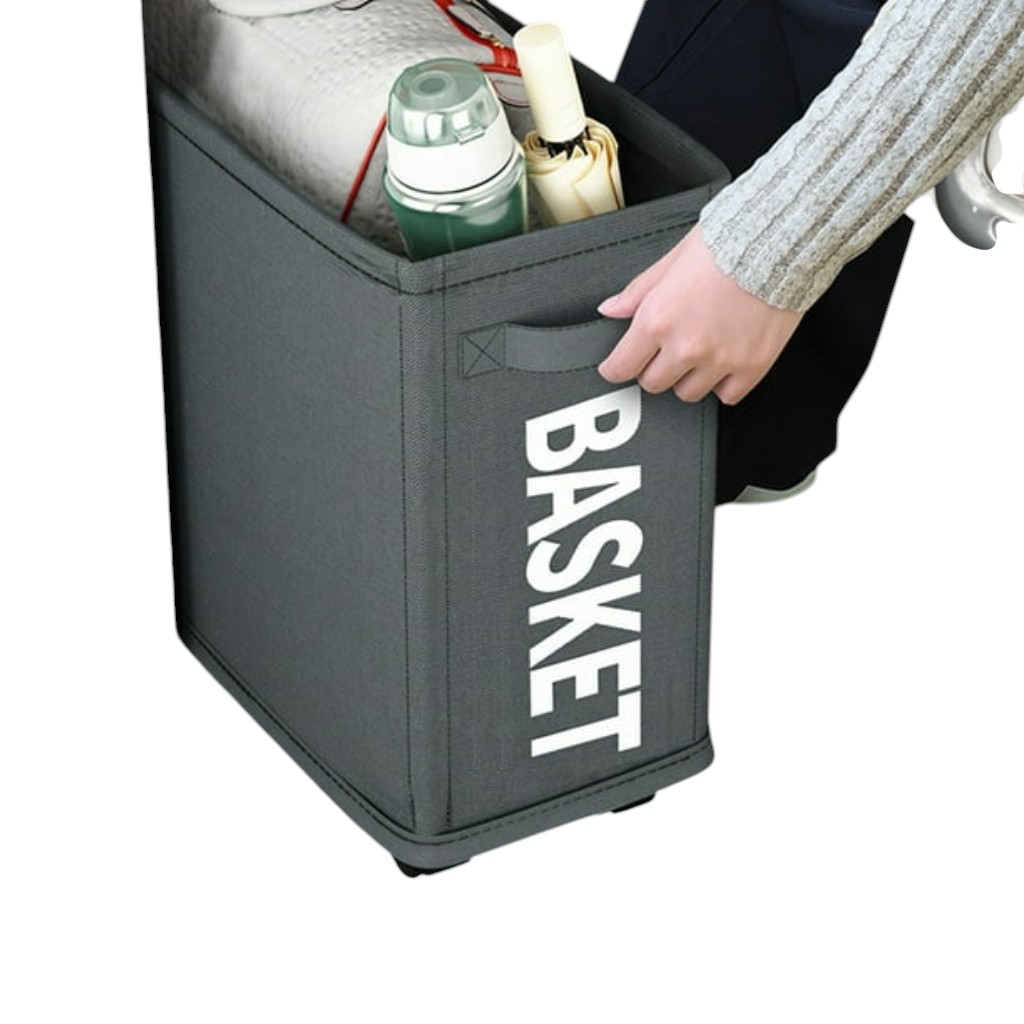 Panier à Linge Et De Rangement Pliable Avec 4 Roues 40 x 20 x 35 cm En Gris Charbon