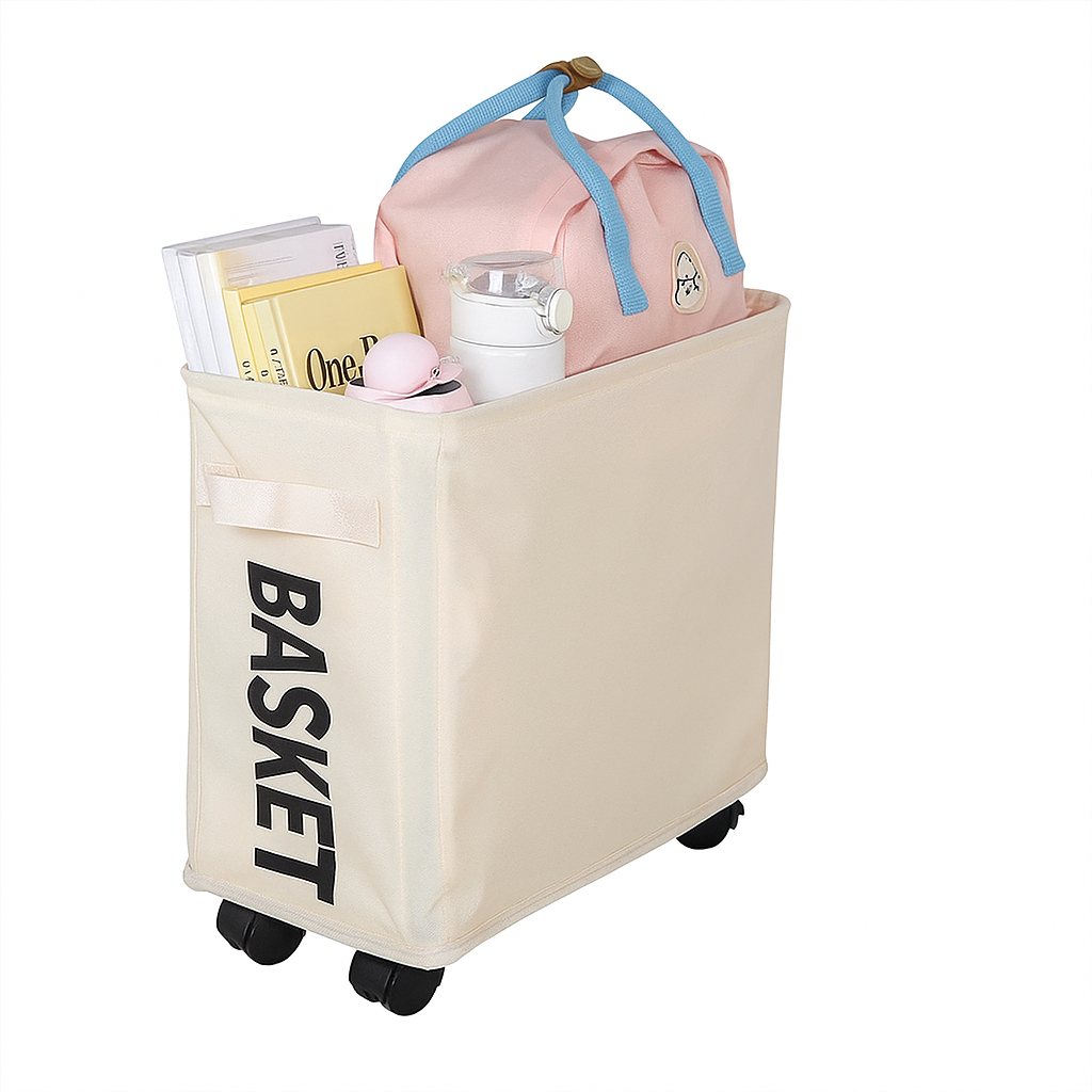 Panier à Linge Et De Rangement Pliable Avec 4 Roues 40 x 20 x 35 cm En Blanc Sale