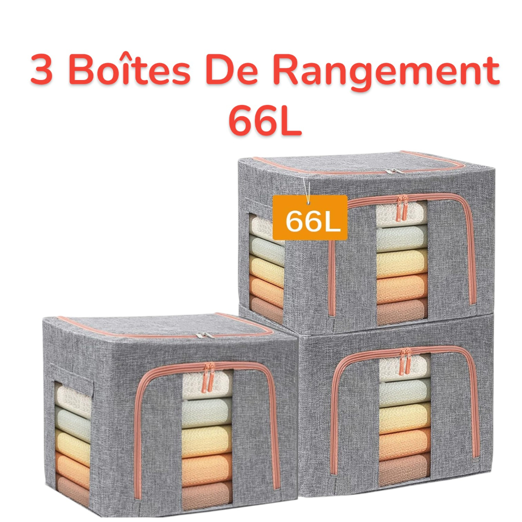 Pack De 3 Boites De Rangement 66L En Gris Modèle 1