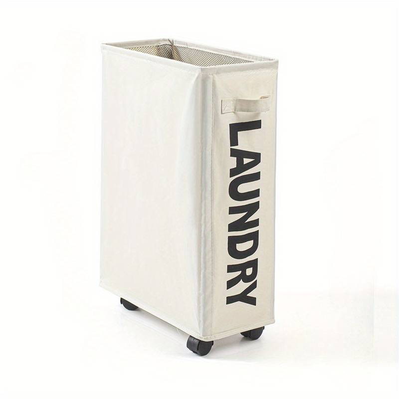 Grand Panier de Rangement Paniers à Linge Pliable avec 4 Roues 58 x 40 x 20 Cm-Blanc sale