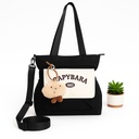 Sac à Main Motif Capybara – Style Coréen Kawaii Avec Porte-Clé Peluche Noir