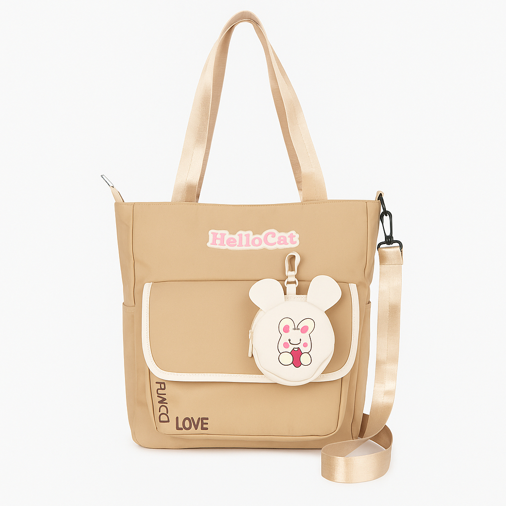 Sac à Main Avec Porte-Monnaie Motif Lapin – Style Coréen Marron