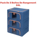 Pack De 3 Boites De Rangement 24L En Bleu Modèle 2
