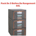 Pack De 3 Boites De Rangement 66L En Gris Modèle 2