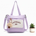 Sac à Main Motif Capybara – Style Coréen Kawaii avec Porte-Clé Peluche Violet