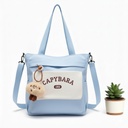 Sac à Main Motif Capybara – Style Coréen Kawaii avec Porte-Clé Peluche Bleu