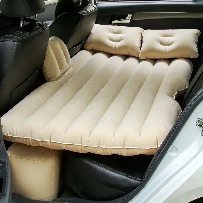 Matelas Gonflable De Voiture avec Oreiller De Coussin De Lit De Camping De Voyage, Tente De Siège Arrière Arrière pour Camping Matelas Gonflable pour Voiture,Camping-Car, Camion, Minivan-Beige