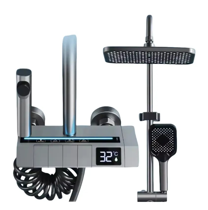 Ensemble de Douche Thermostatique  avec Affichage LED et Lumière