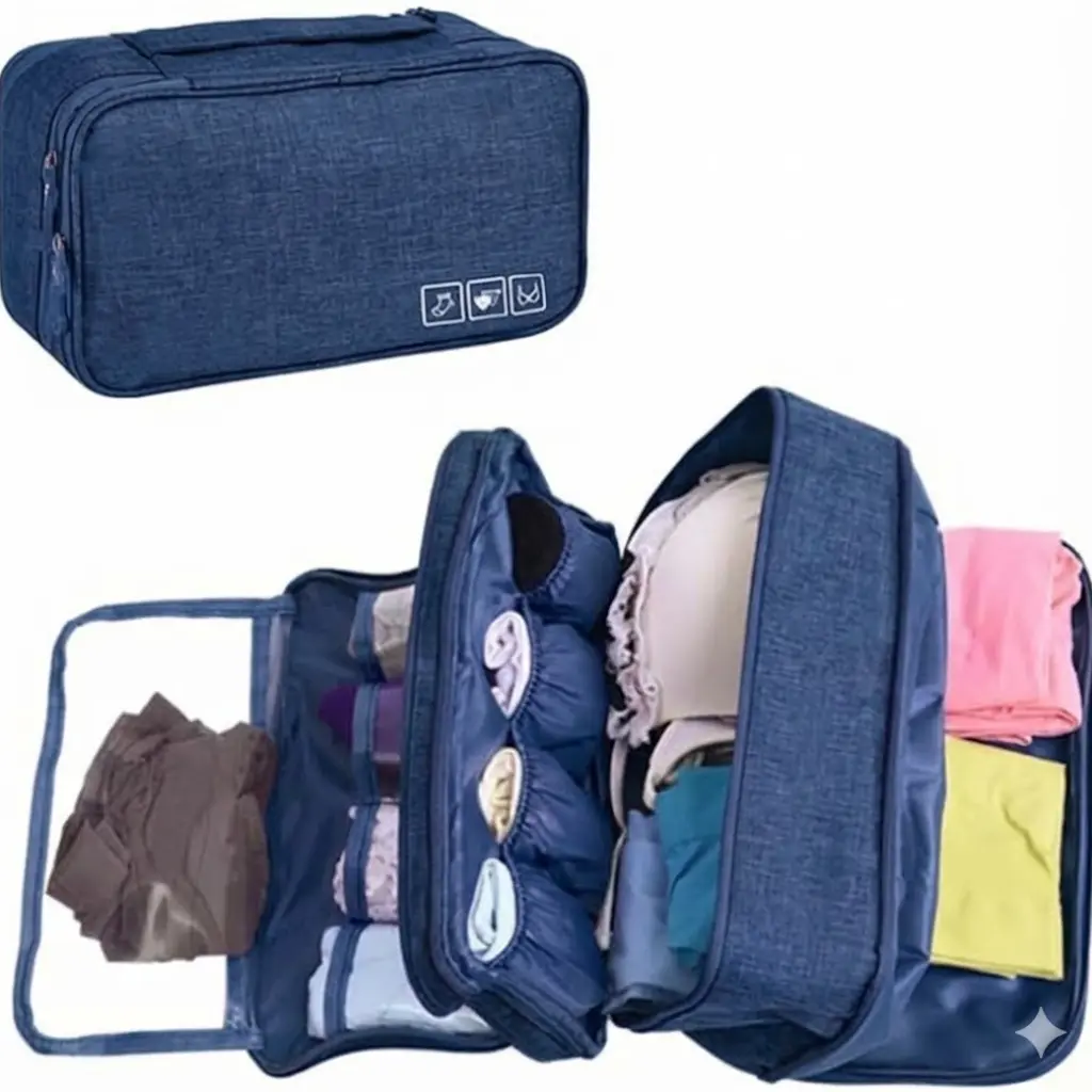 Sac Organisateur De Sous Vêtements Imperméable 27 x 15 x 11 cm  Pour Voyage - Bleu Ciel