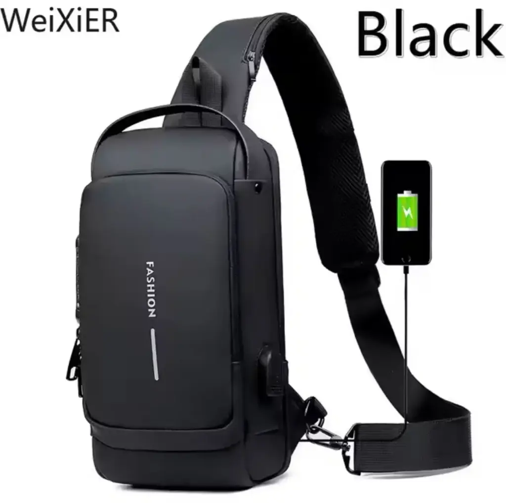 Sac À Dos À Bandoulière Antivol USB-Motif 4