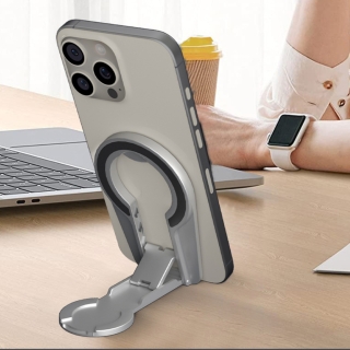 Support Téléphone Magnétique Pliable – Multi Angles Réglable et Portable – Argent