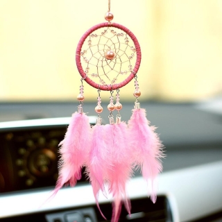 Dream Catcher  Rose avec Plumes Douces et Perles