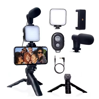 Kit Smartphone Professionnel -Trépied, Microphone et Éclairage LED Pour Création de Contenu
