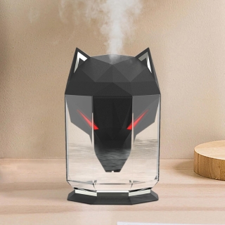 Humidificateur Tête de Loup Noir – Diffuseur d’Air Silencieux Avec Lumière LED et Réservoir de 650 ml