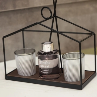 Coffret Parfum d’Intérieur Winter Natural 60 ml – Diffuseur à Bâtonnets & Bougies Parfumées – Support Métal