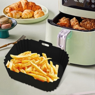 Moule Noir en Silicone Carré Réutilisable pour Air Fryer