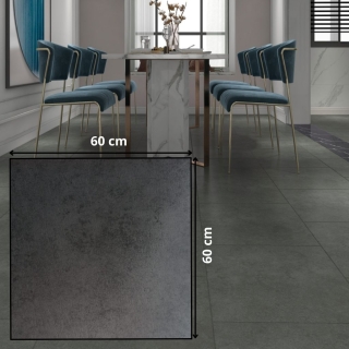 Pack de 28 Carreaux PVC Autocollants pour Sol – 60 × 60 cm – Gris Foncé Finition Mate - Modèle 6602 - 10,08 m²