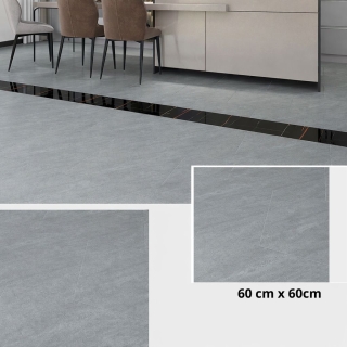 Pack de 28 Carreaux PVC Autocollants pour Sol – 60 × 60 cm – Gris Finition Mate - Modèle 6610 - 10,08 m²