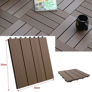 Dalle Clipsable Composite Bois-Plastique 30×30 cm – Imperméable, Antidérapante – Marron - Pour Maison & Jardin
