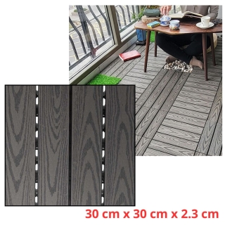 Dalle Clipsable Composite Bois-Plastique 30×30 cm – Imperméable, Antidérapante – Gris - Pour Maison & Jardin