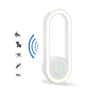 Mini Répulsif Ultrasonique Anti-Moustiques avec Veilleuse LED – Silencieux & Sans Produits Chimiques