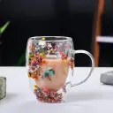 Tasse en Verre à Double Paroi 350 ml – Design Floral 