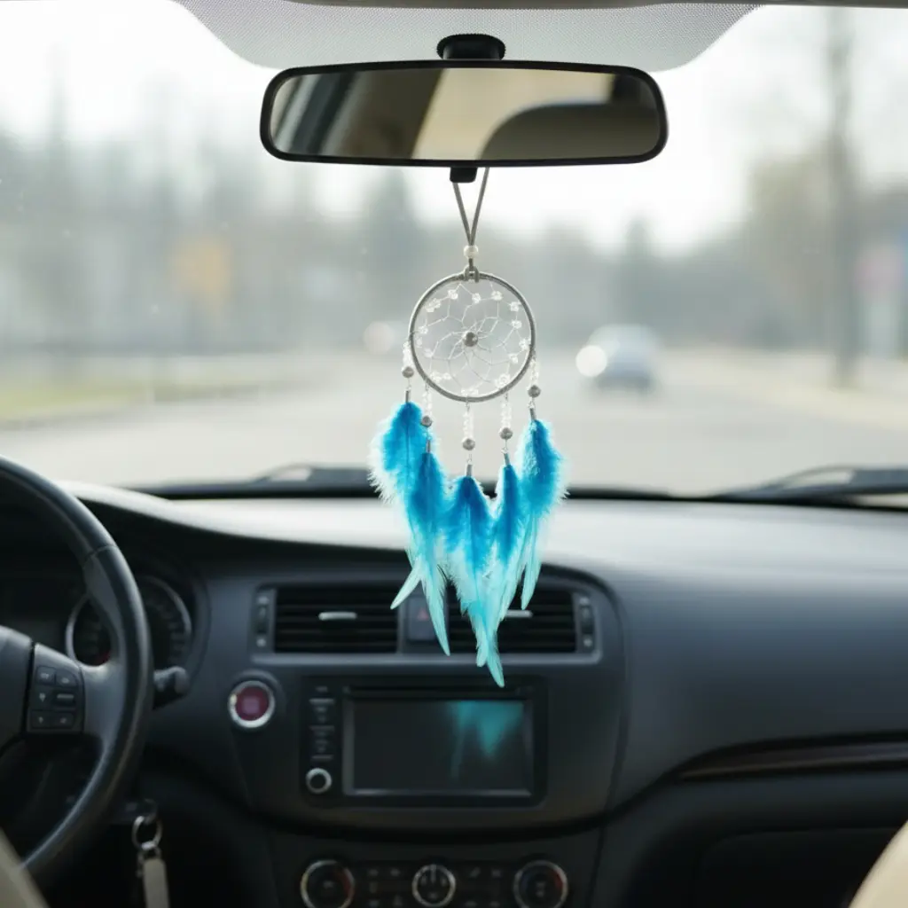 Dream Catcher Bleu  Avec Plumes Douces et Perles