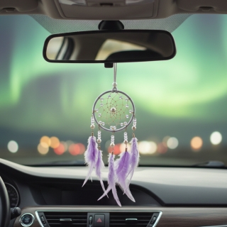 Dream Catcher Violet  Avec Plumes Douces et Perles